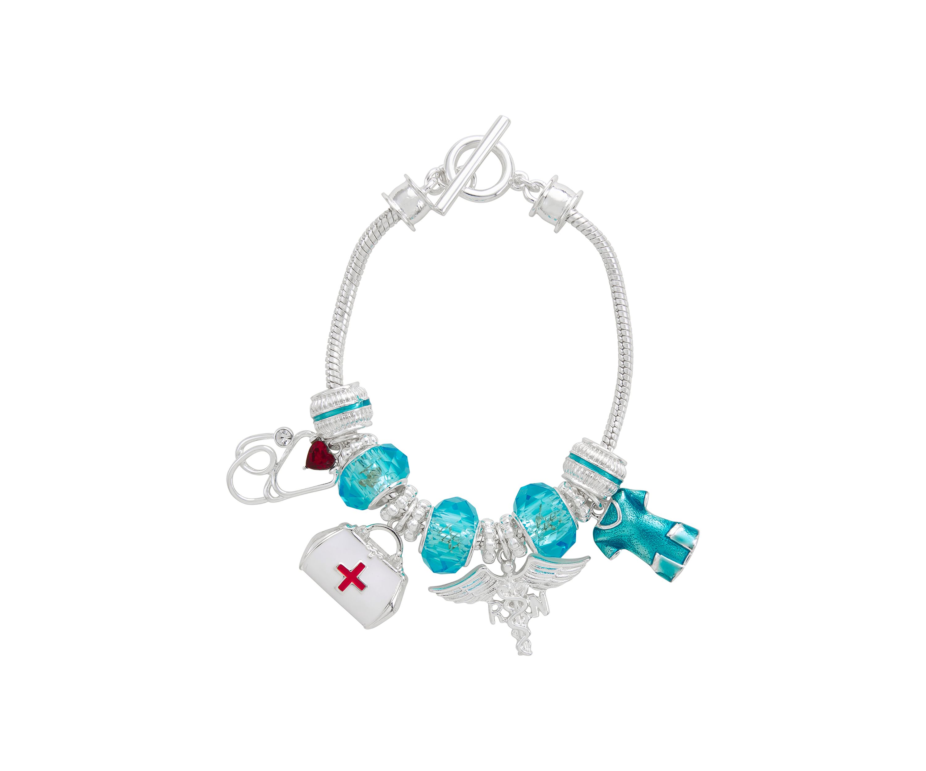 Silver Tone Multi Healthcare Slider Bracelet Boxed