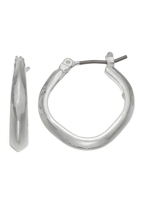 Silver Tone 19.5 Millimeter Oval Hoop Earrings