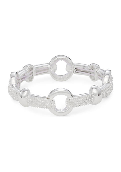 Silver Tone Open Link Stretch Bracelet 