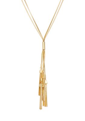 Napier Gold Tone Multi Tassel Pendant Snake Chain High Polished Necklace