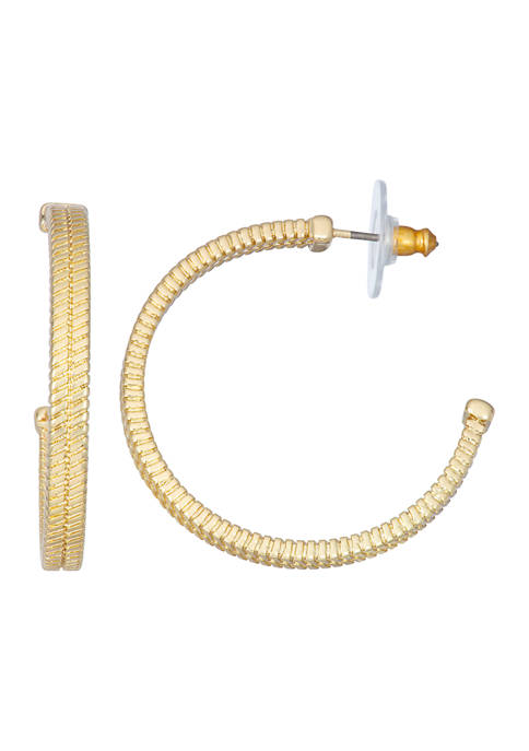 Napier Gold Tone 34 Millimeter C Hoops Earrings
