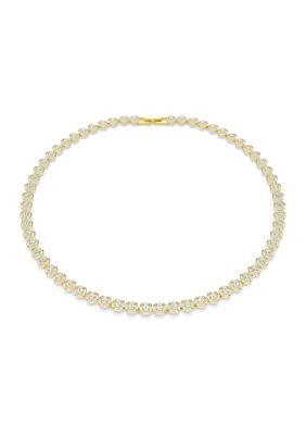 SWAROVSKI Una Round Cut Crystal Halo Necklace, Silver, 15 in