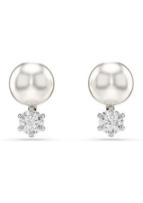 SWAROVSKI Matrix Pearl Crystal Earrings, White