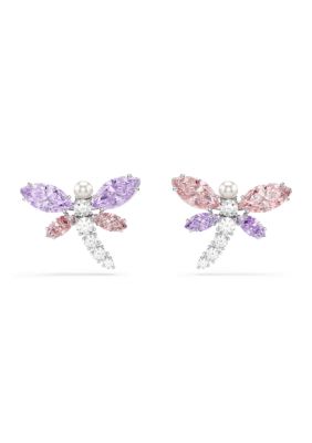 SWAROVSKI Dragonfly Stud Earrings in Rhodium, Pink