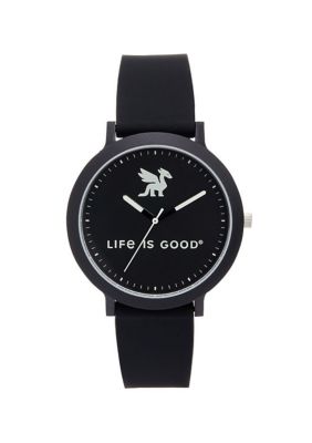 Life is Good® by Speidel 40mm Silicone Strap Watch, Black