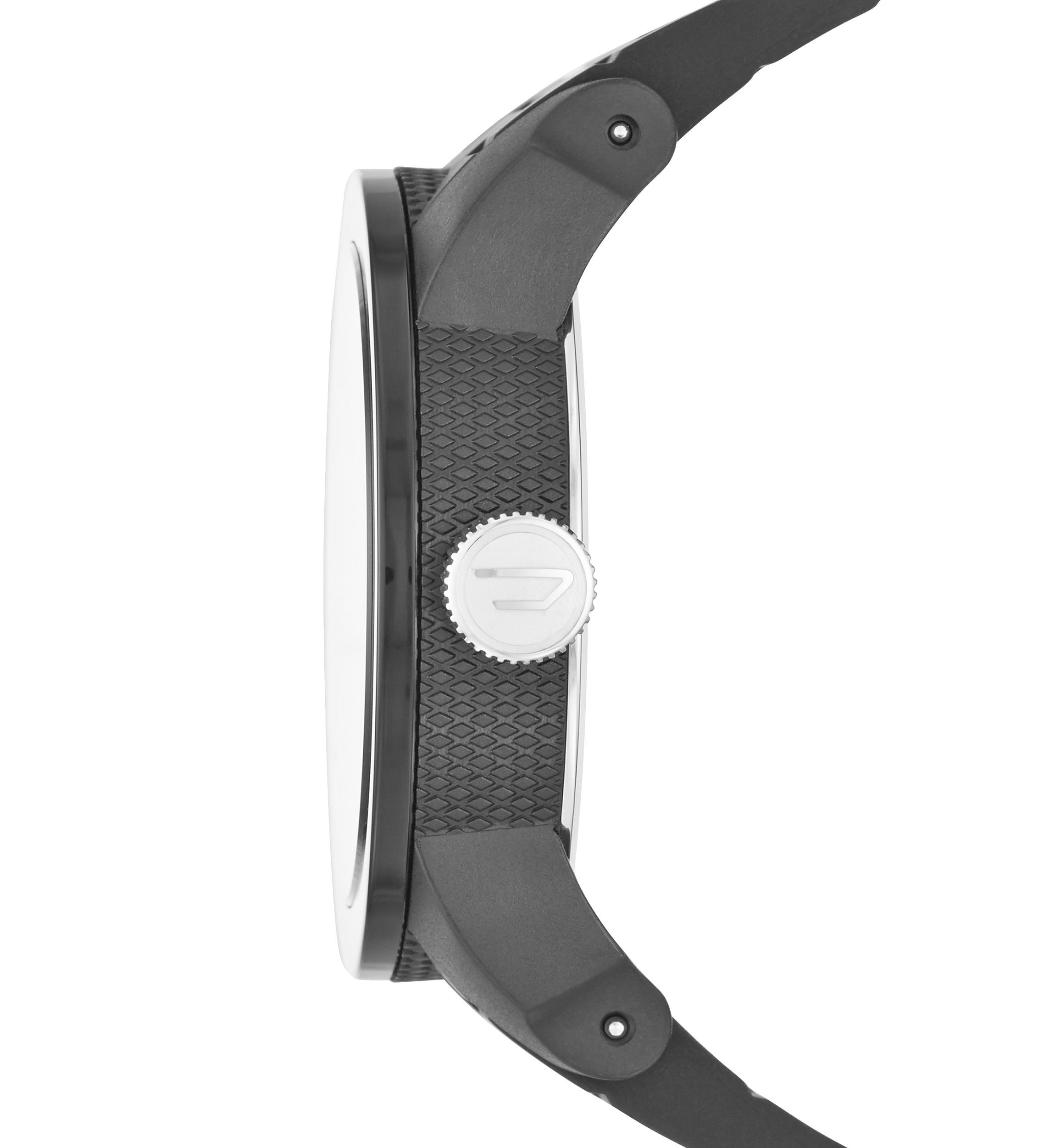 Mens Down Black Silicone Three-Hand Watch