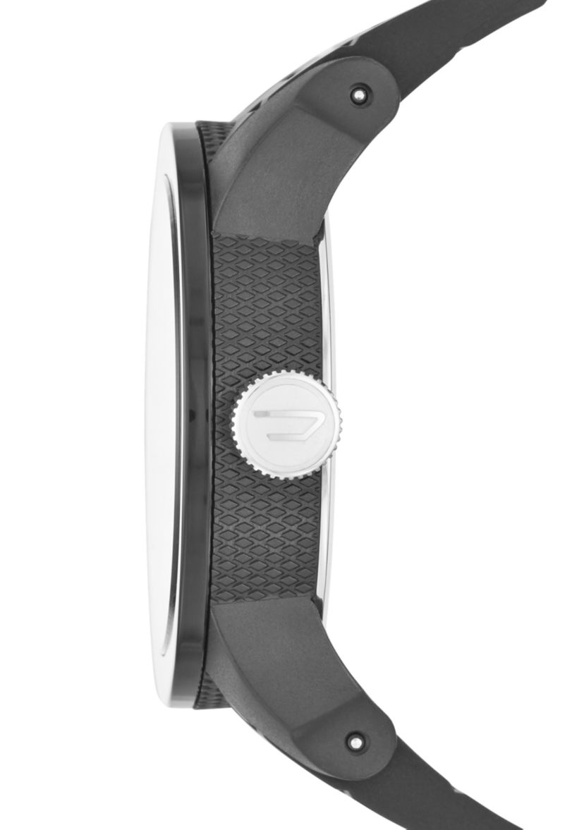 Mens Down Black Silicone Three-Hand Watch