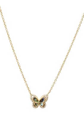 Belk Genuine Crystal Butterfly Mother of Pearl Necklace