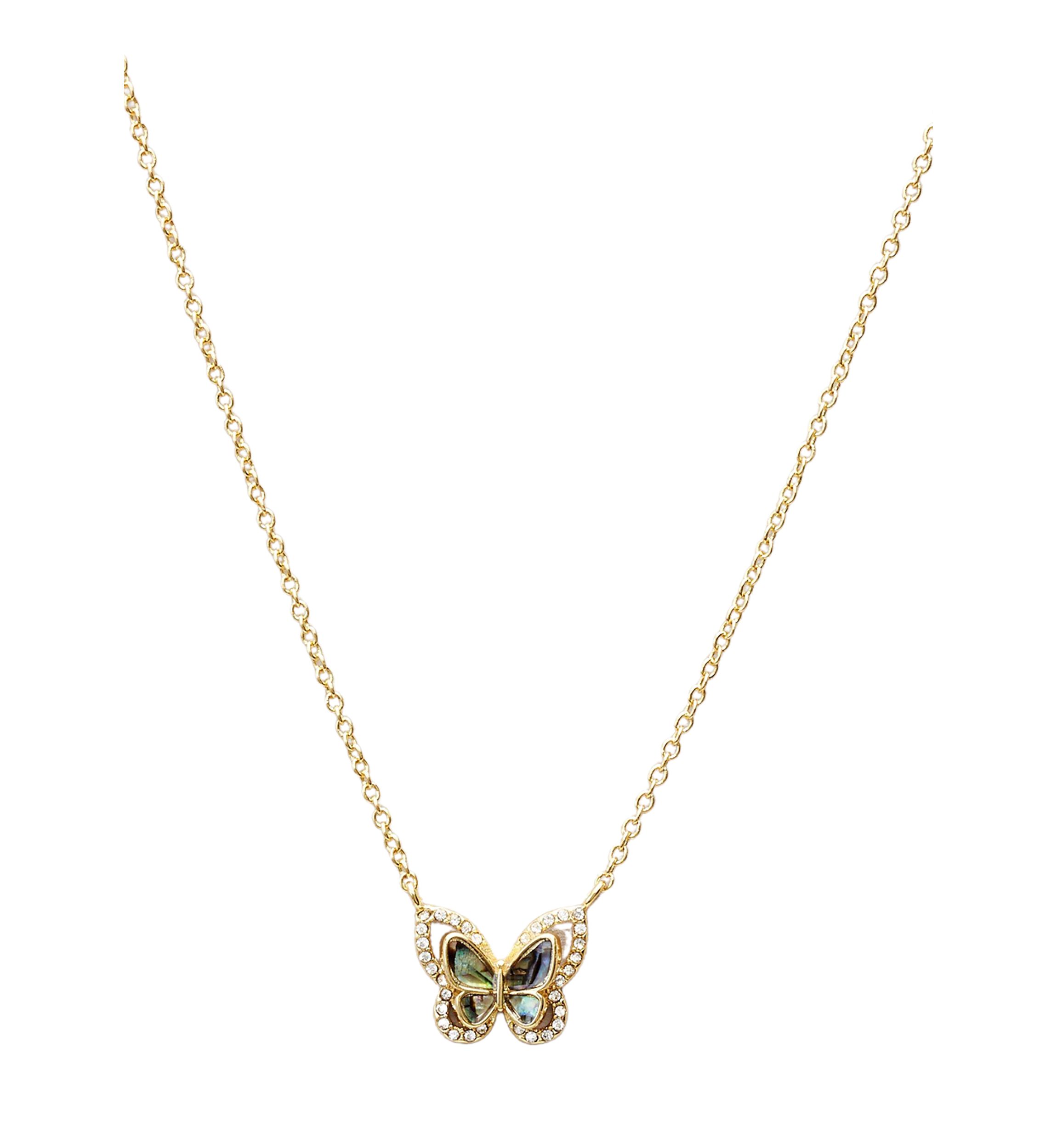 Genuine Crystal Butterfly Mother of Pearl Necklace