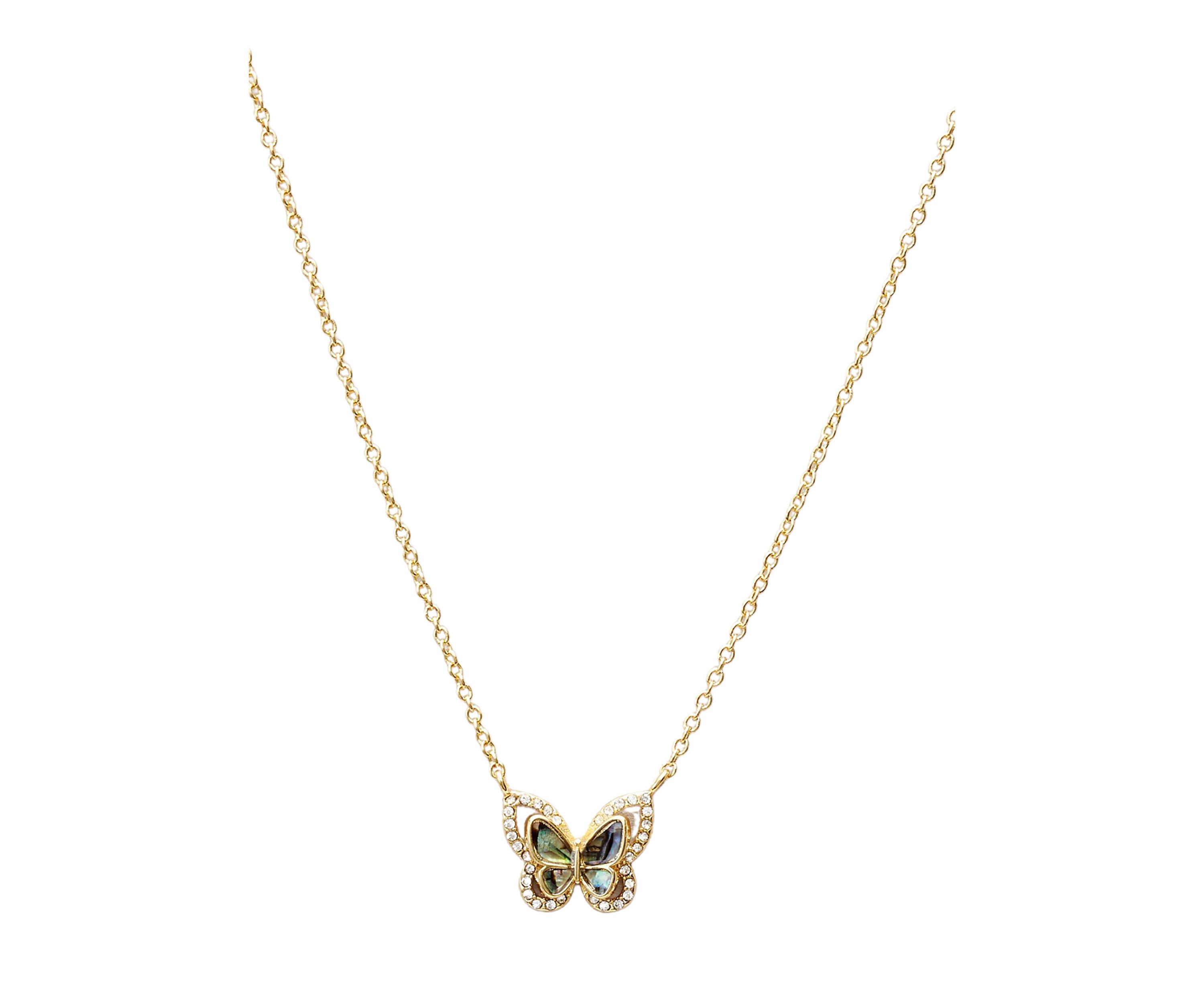 Genuine Crystal Butterfly Mother of Pearl Necklace