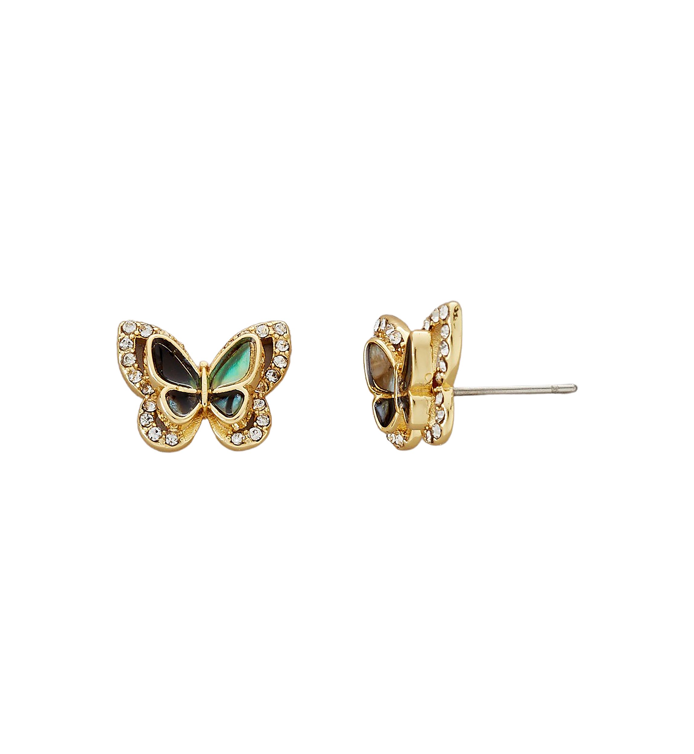 Genuine Crystal and Mother of Pearl Butterfly Earrings