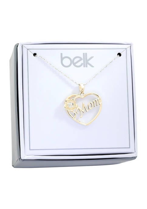 Belk Lab Created Crystal Mom Pendant Necklace