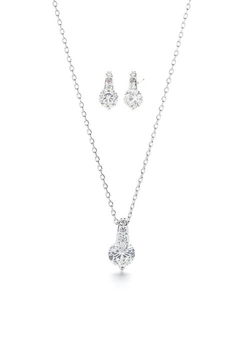 Belk Cubic Zirconia Round Necklace and Earring Set