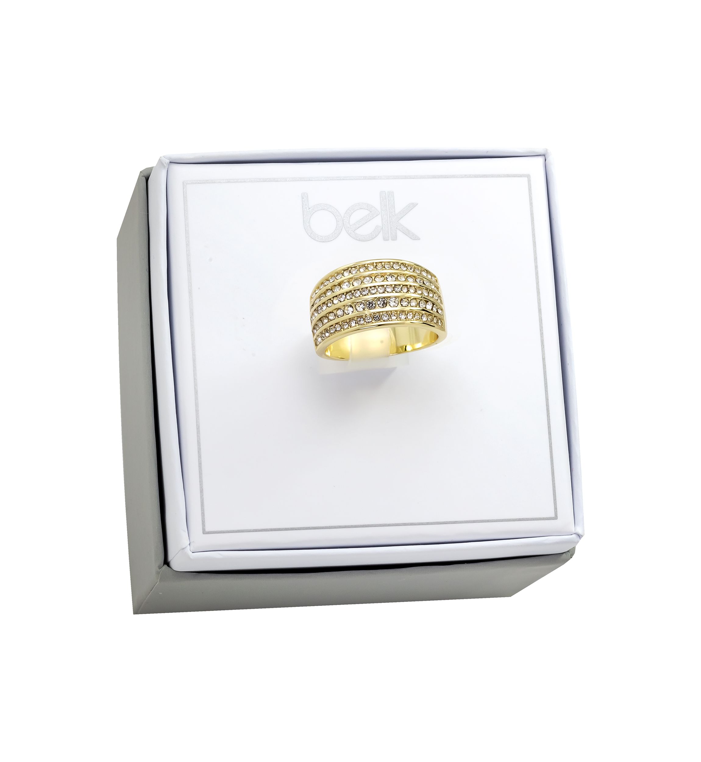Lab Created Crystal Multi Row Pavé Gold Ring