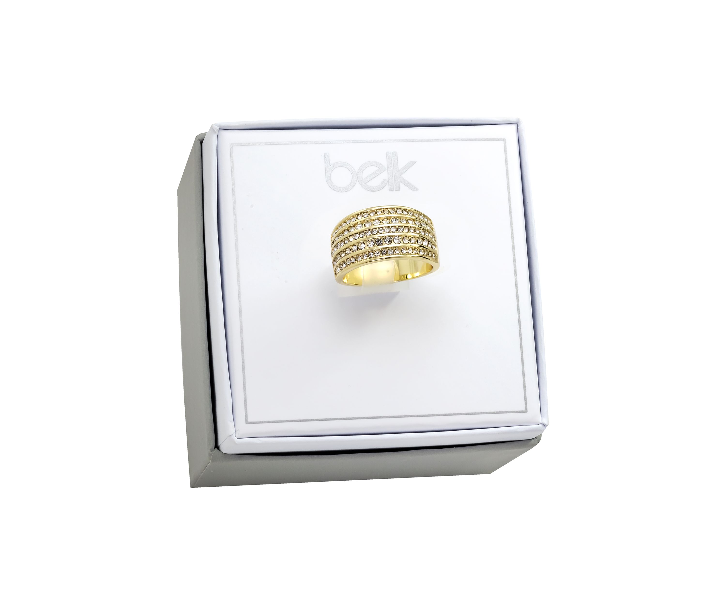 Lab Created Crystal Multi Row Pavé Gold Ring