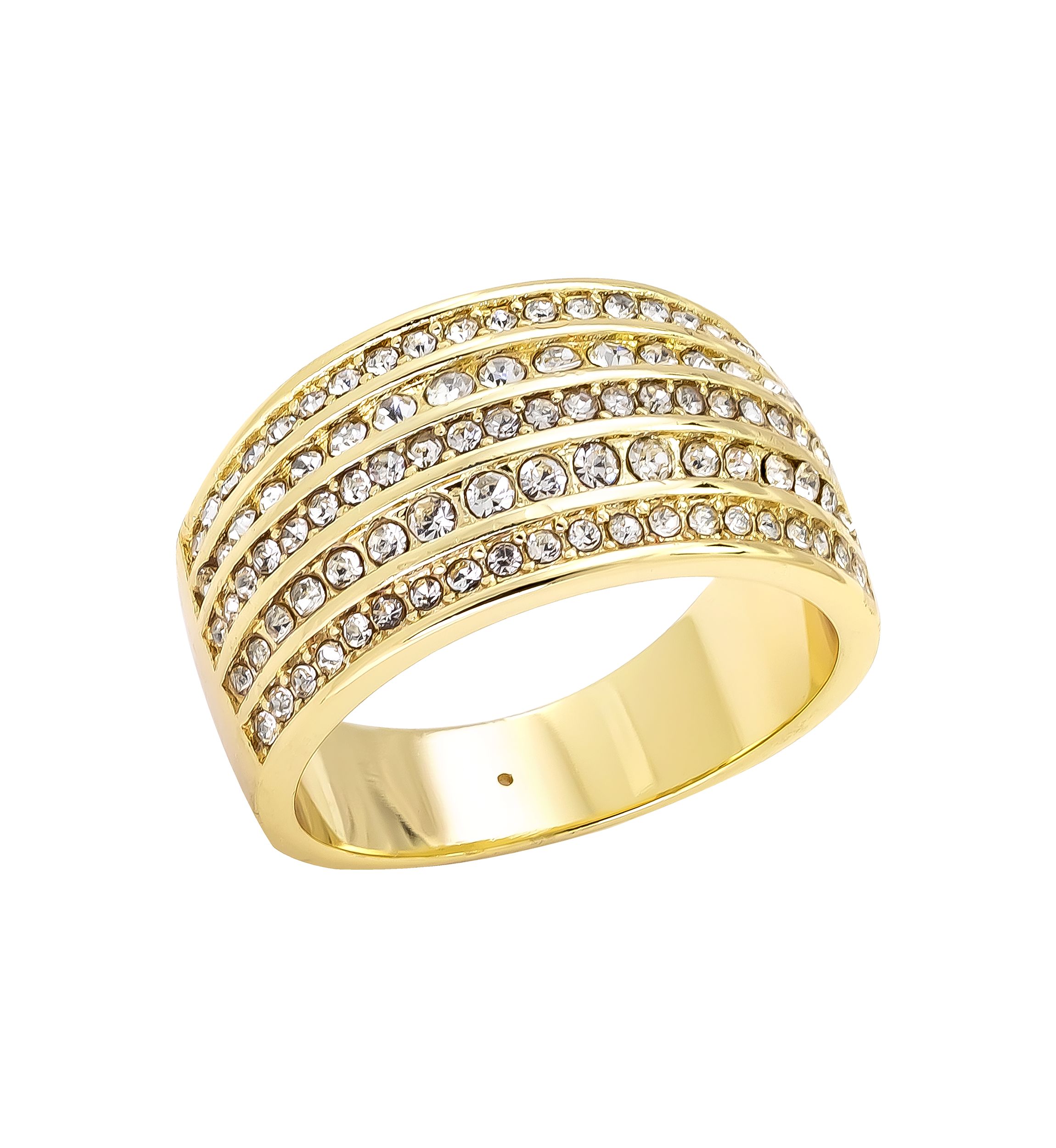 Lab Created Crystal Multi Row Pavé Gold Ring