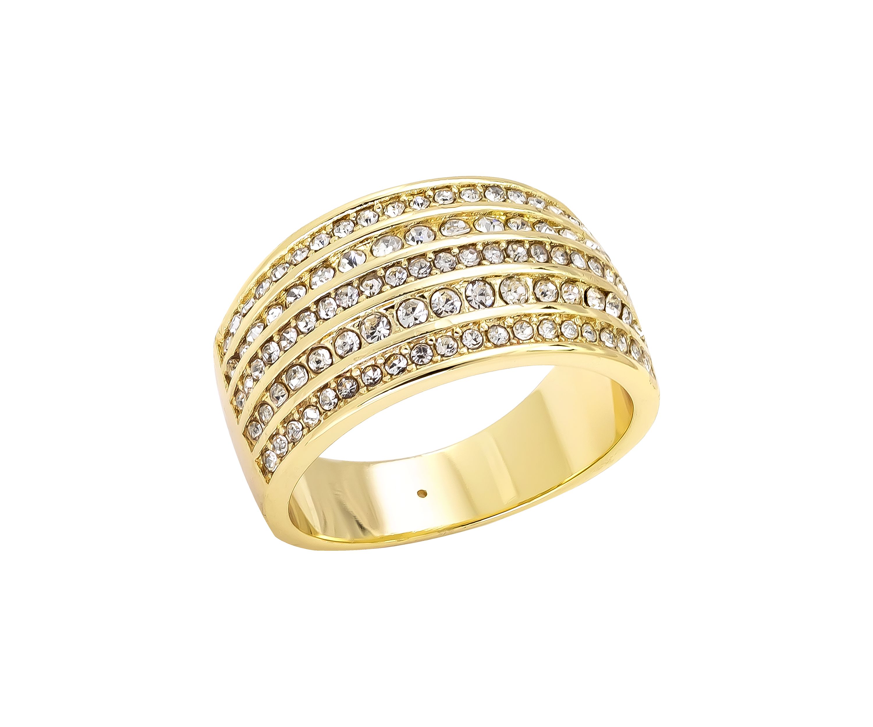 Lab Created Crystal Multi Row Pavé Gold Ring
