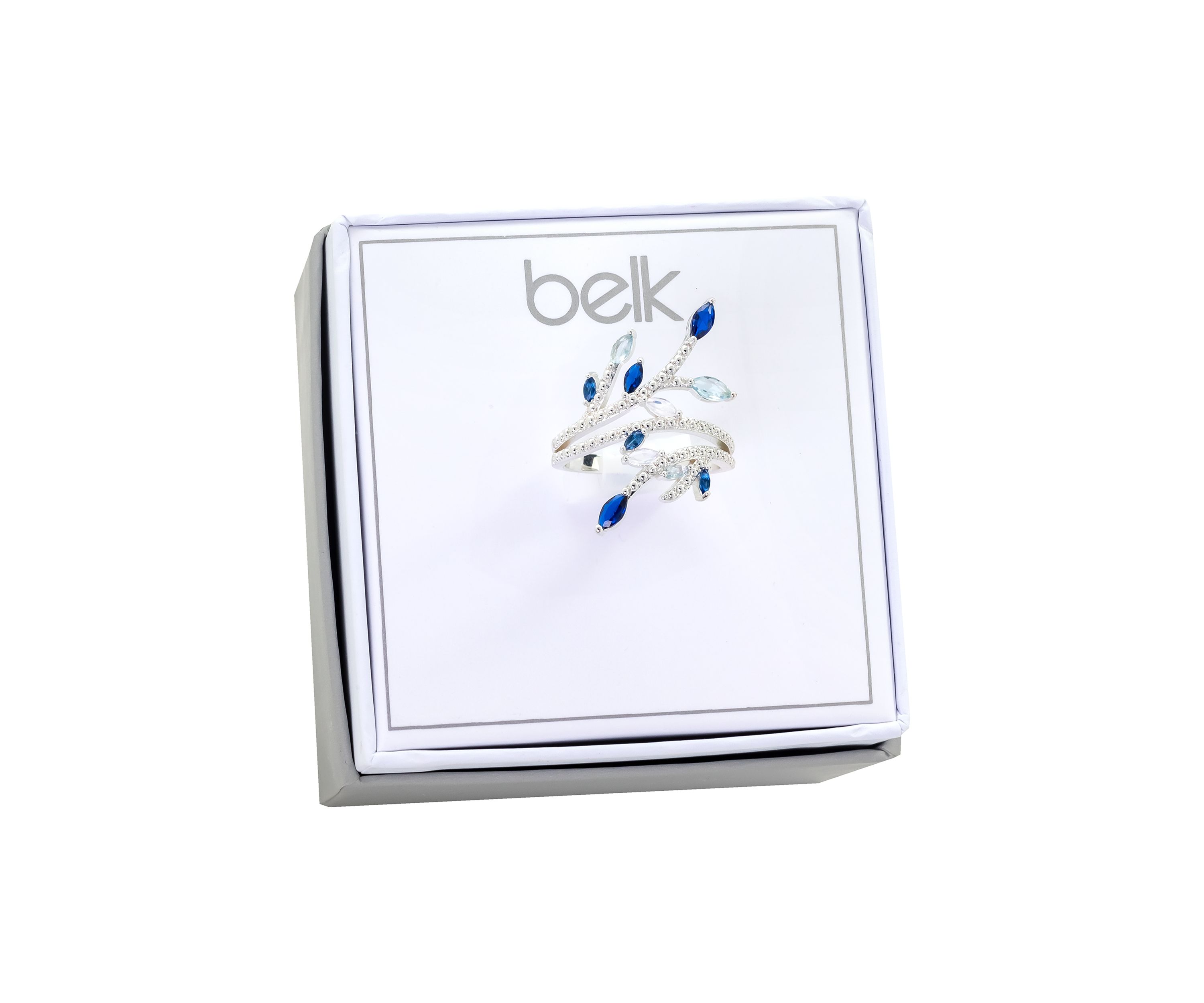 Lab Created Crystal Marquise Cut Blue Silver Ring
