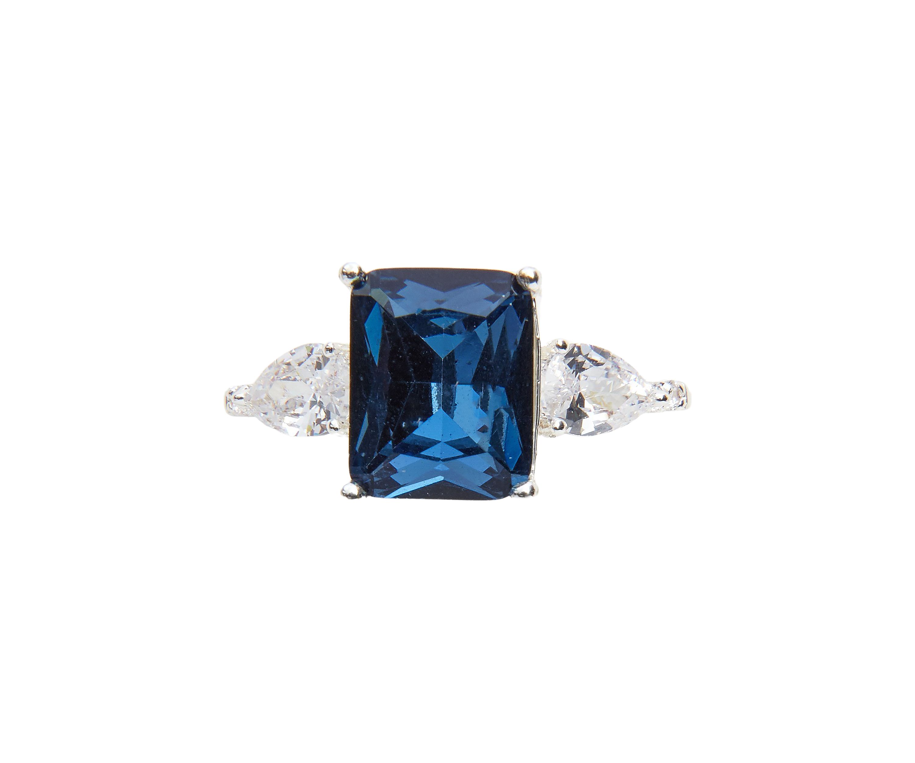  Silver Tone Lab Created Cubic Zirconia Montana Ring 