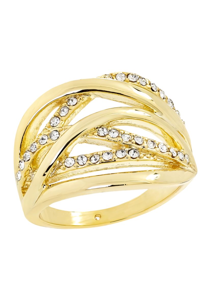 Lab Created Gold Crystal Polished Open Wrap Ring