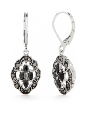 Silver-Tone Cubic Zirconia Drop Earrings