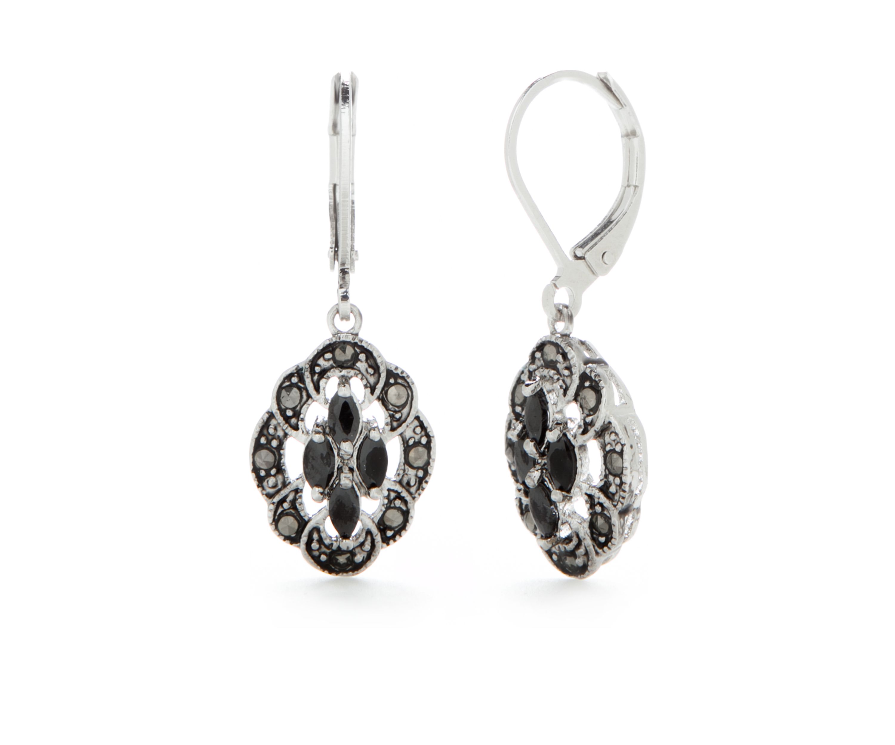 Silver-Tone Cubic Zirconia Drop Earrings