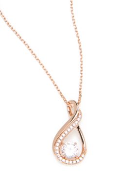 Rose Gold Cubic Zirconia Teardrop Necklace