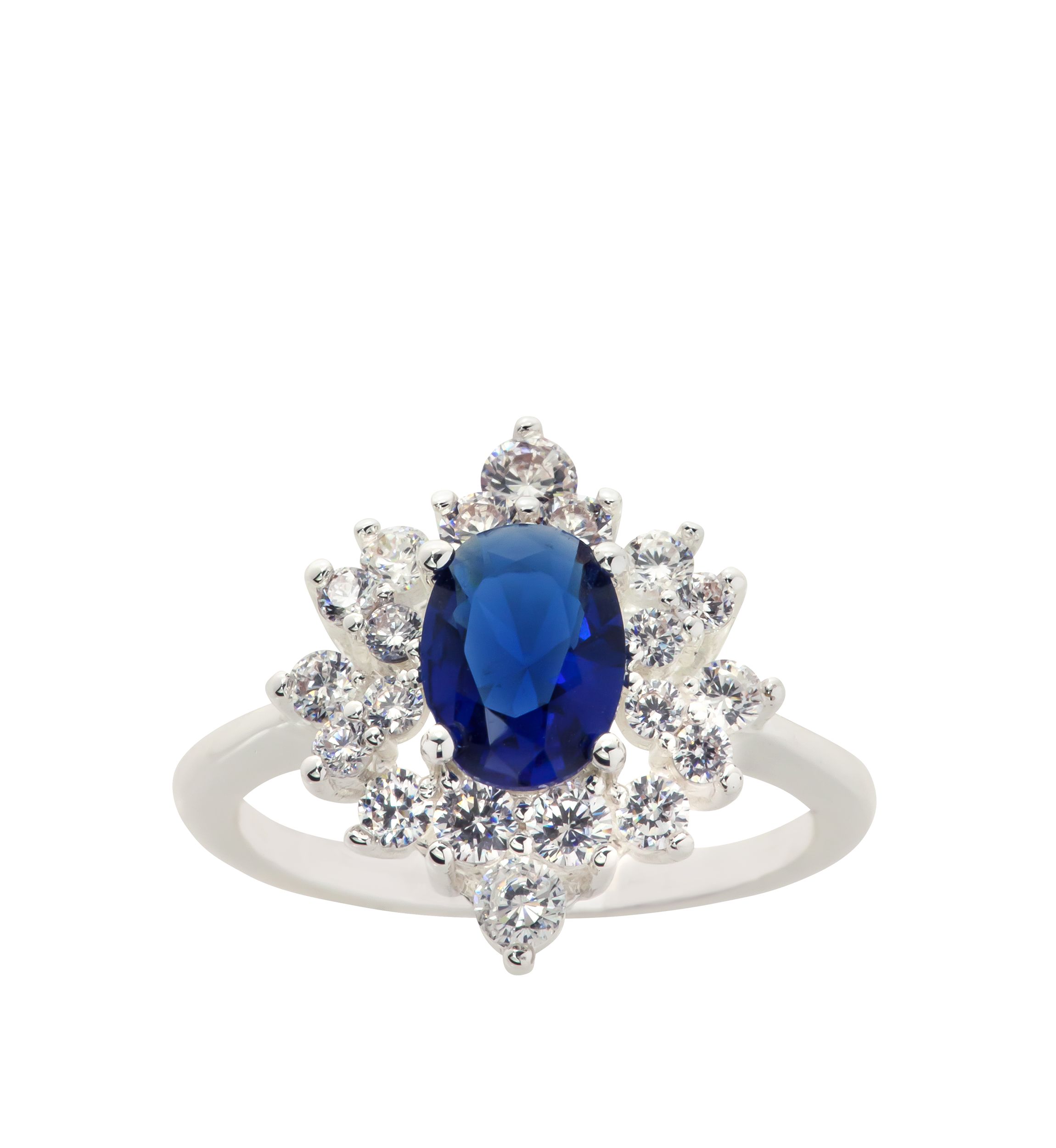 Cubic Zirconium Crystal Oval Flower Ring