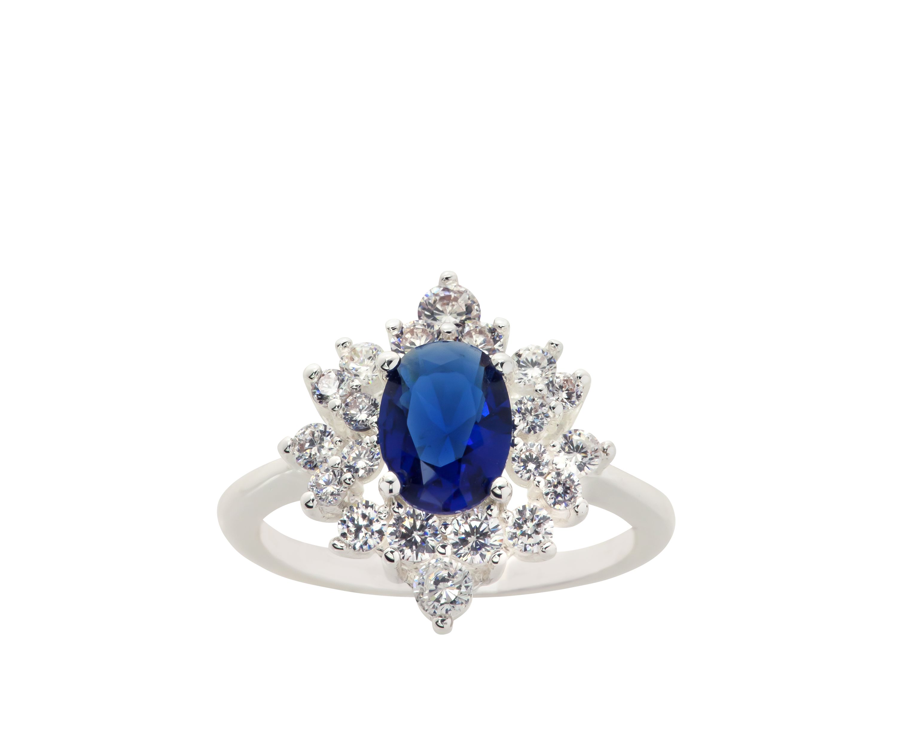 Cubic Zirconium Crystal Oval Flower Ring