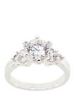 Boxed Silver Tone Lab Created Cubic Zirconia Round Ring 