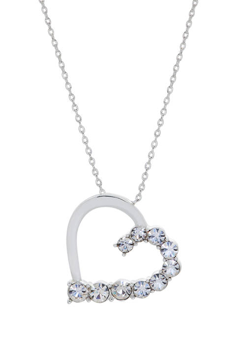Belk Boxed Crystal Open Heart Pendant Necklace