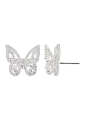 Boxed Cubic Zirconia Pavé Butterfly Earrings