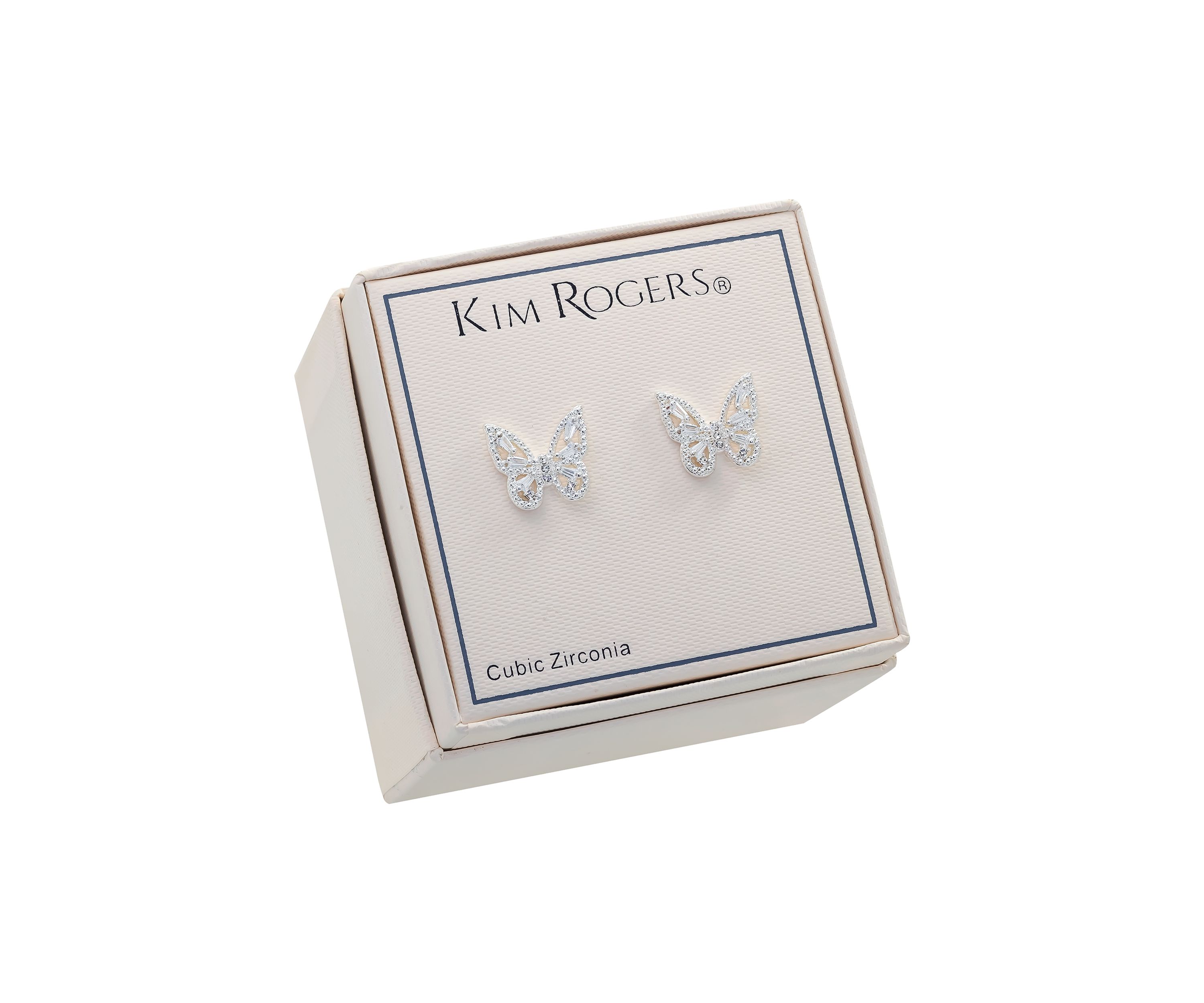 Boxed Cubic Zirconia Pavé Butterfly Earrings