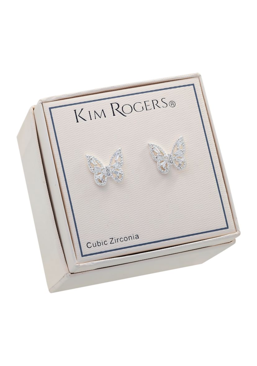 Boxed Cubic Zirconia Pavé Butterfly Earrings