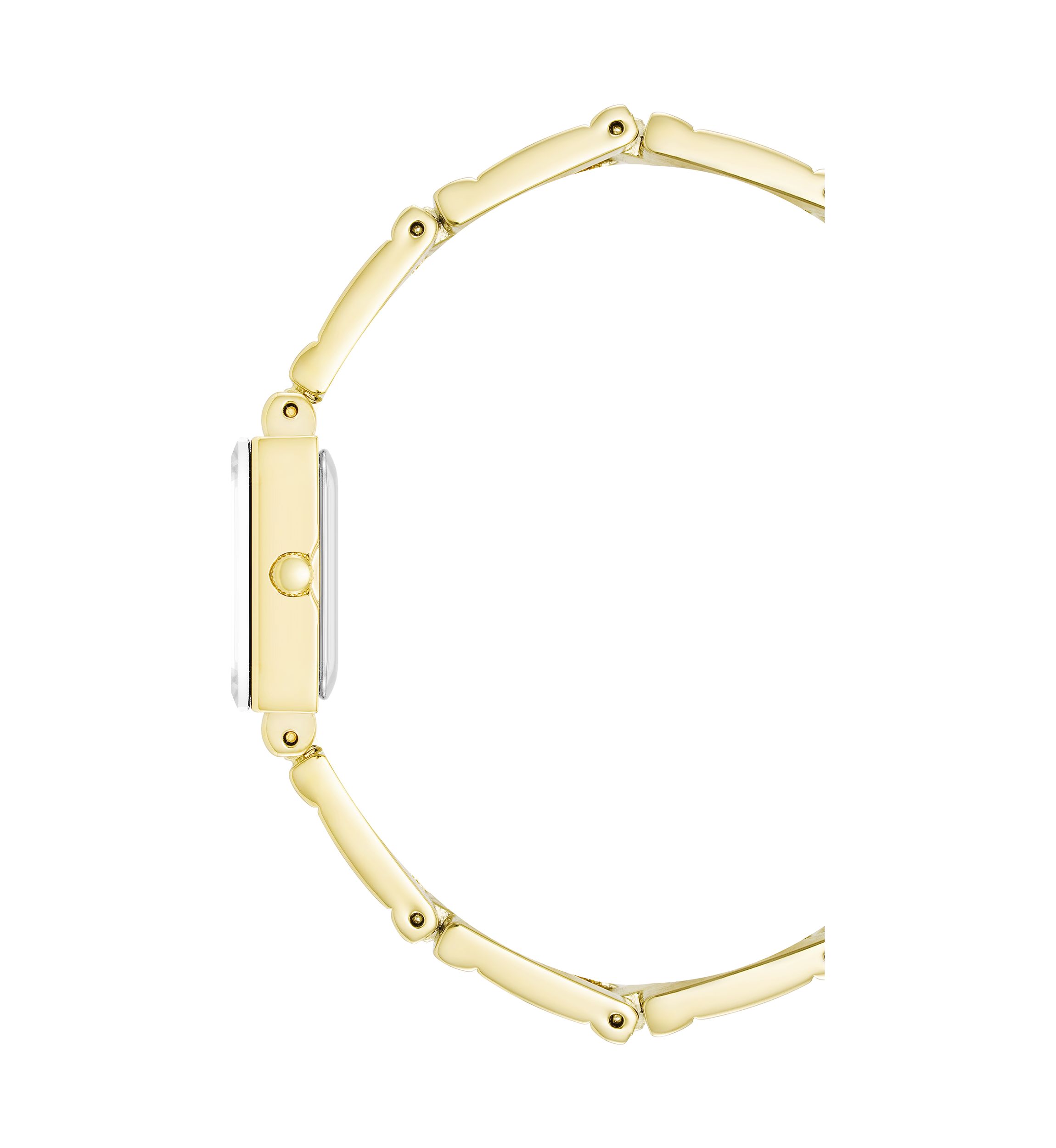 Quartz Iconic Gold-Tone Metal Alloy Rectangular Case Bracelet and Watch Set