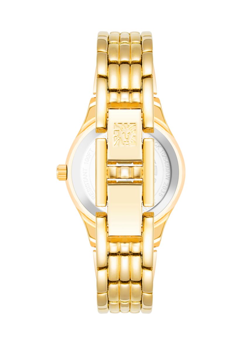 Womens Gold Tone Metal Link Bracelet Watch