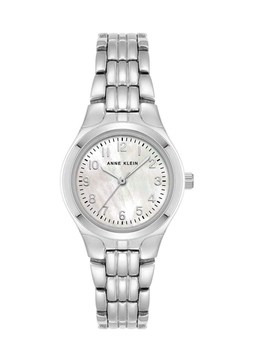 Womens 26 Millimeter Silver-Tone Alloy with White Mother of Pearl Dial Watch 