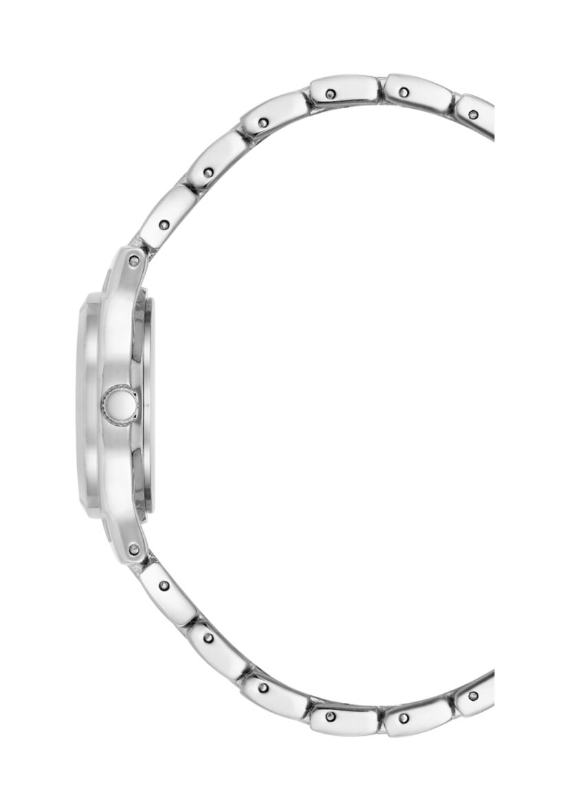 Womens 26 Millimeter Silver-Tone Alloy with White Mother of Pearl Dial Watch 
