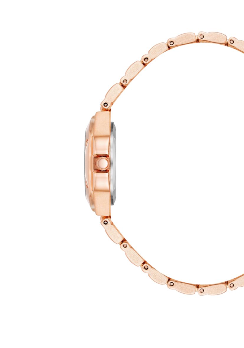 Womens Rose Gold Tone Metal Link Bracelet Watch - 28 Millimeter
