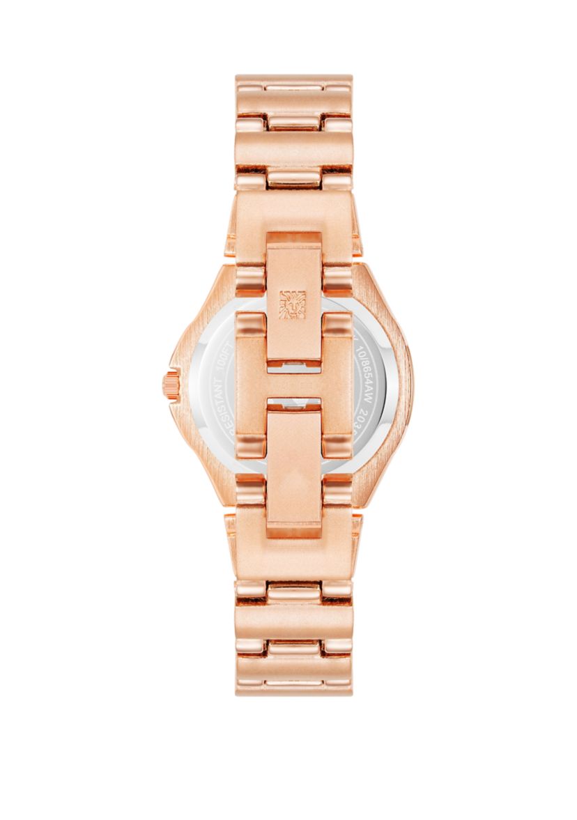 Womens Rose Gold Tone Metal Link Bracelet Watch - 28 Millimeter