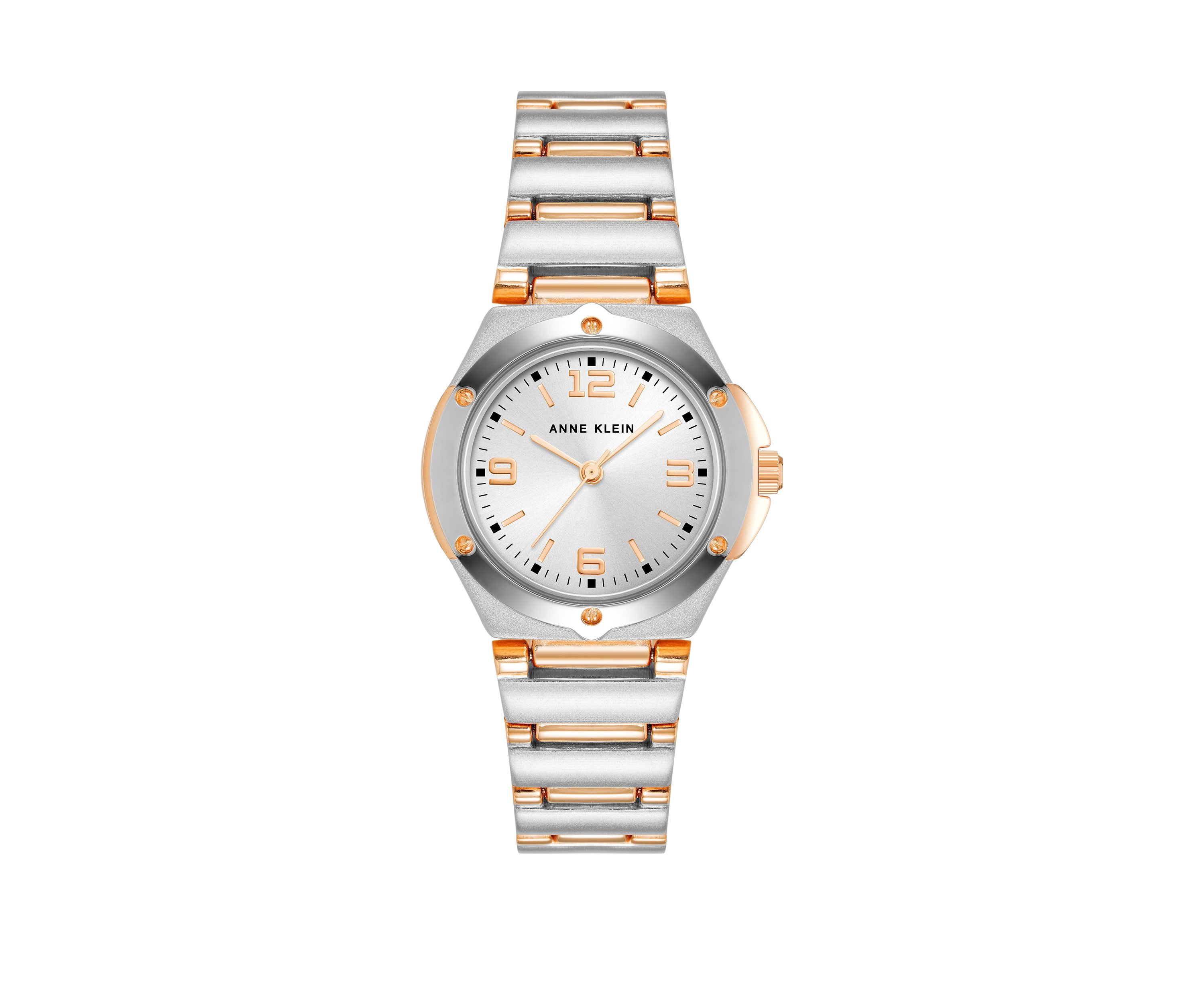 Womens Silver Tone and Rose Gold Tone Metal Link Bracelet Watch - 28 Millimeter