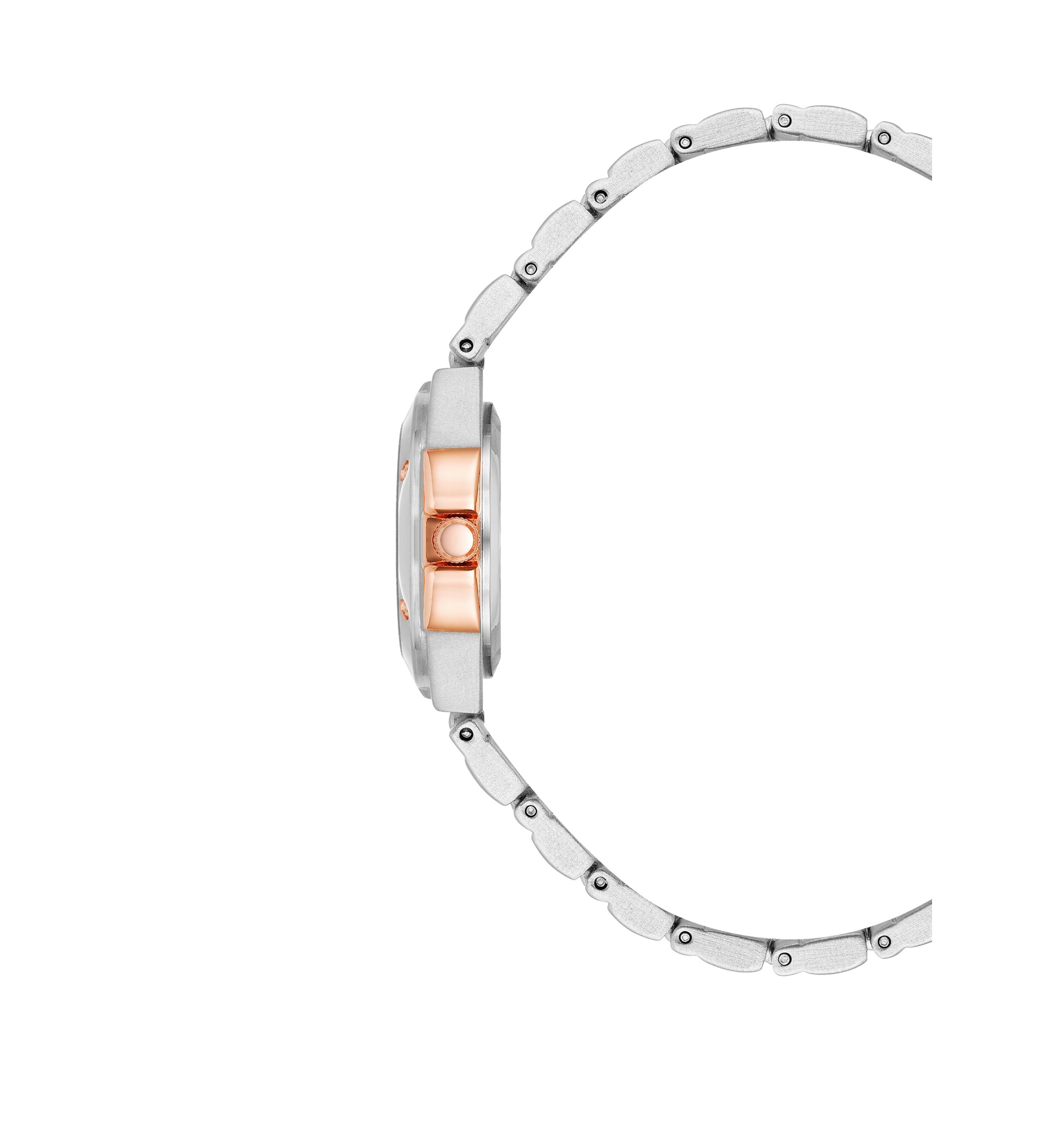 Womens Silver Tone and Rose Gold Tone Metal Link Bracelet Watch - 28 Millimeter