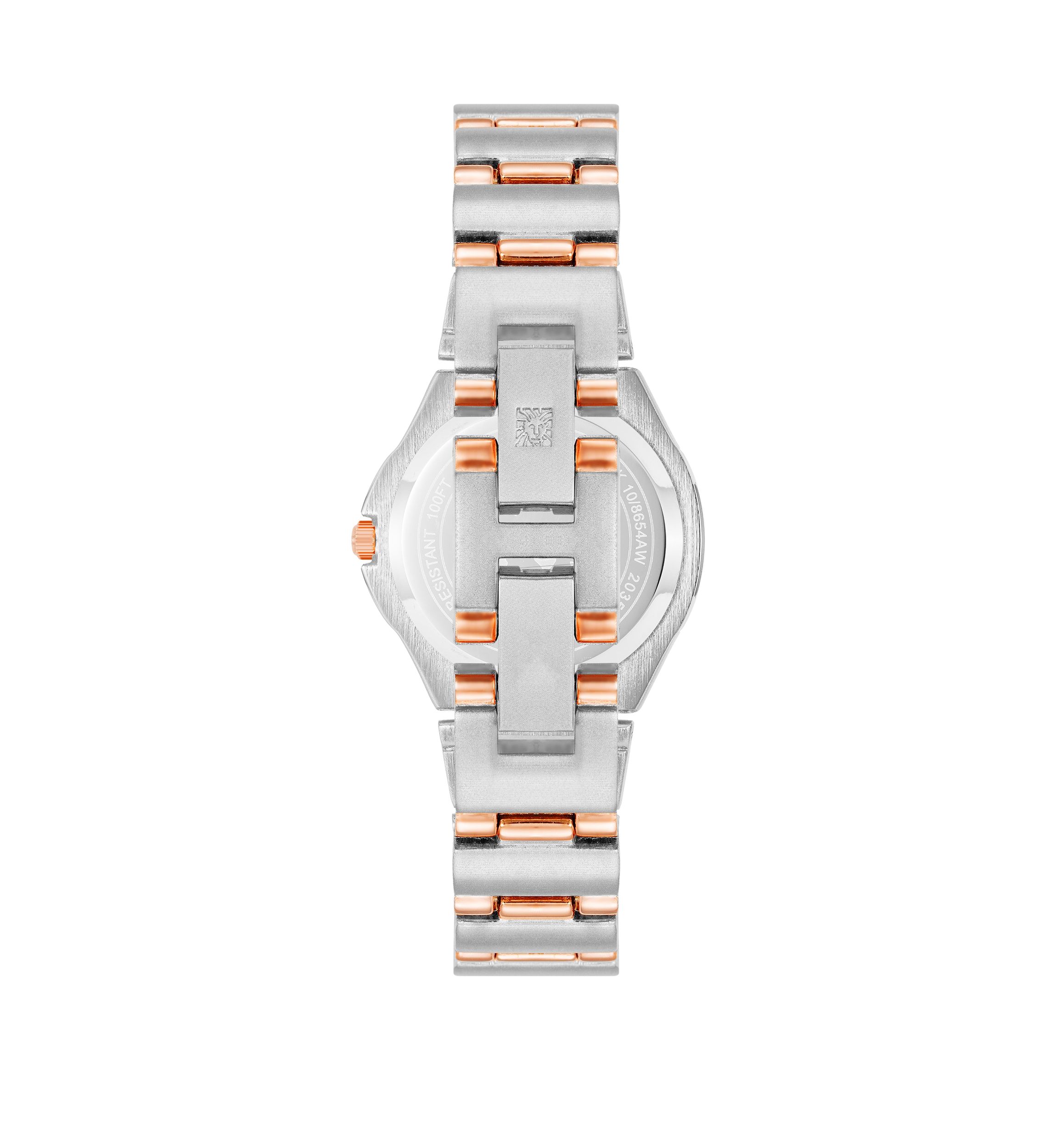 Womens Silver Tone and Rose Gold Tone Metal Link Bracelet Watch - 28 Millimeter
