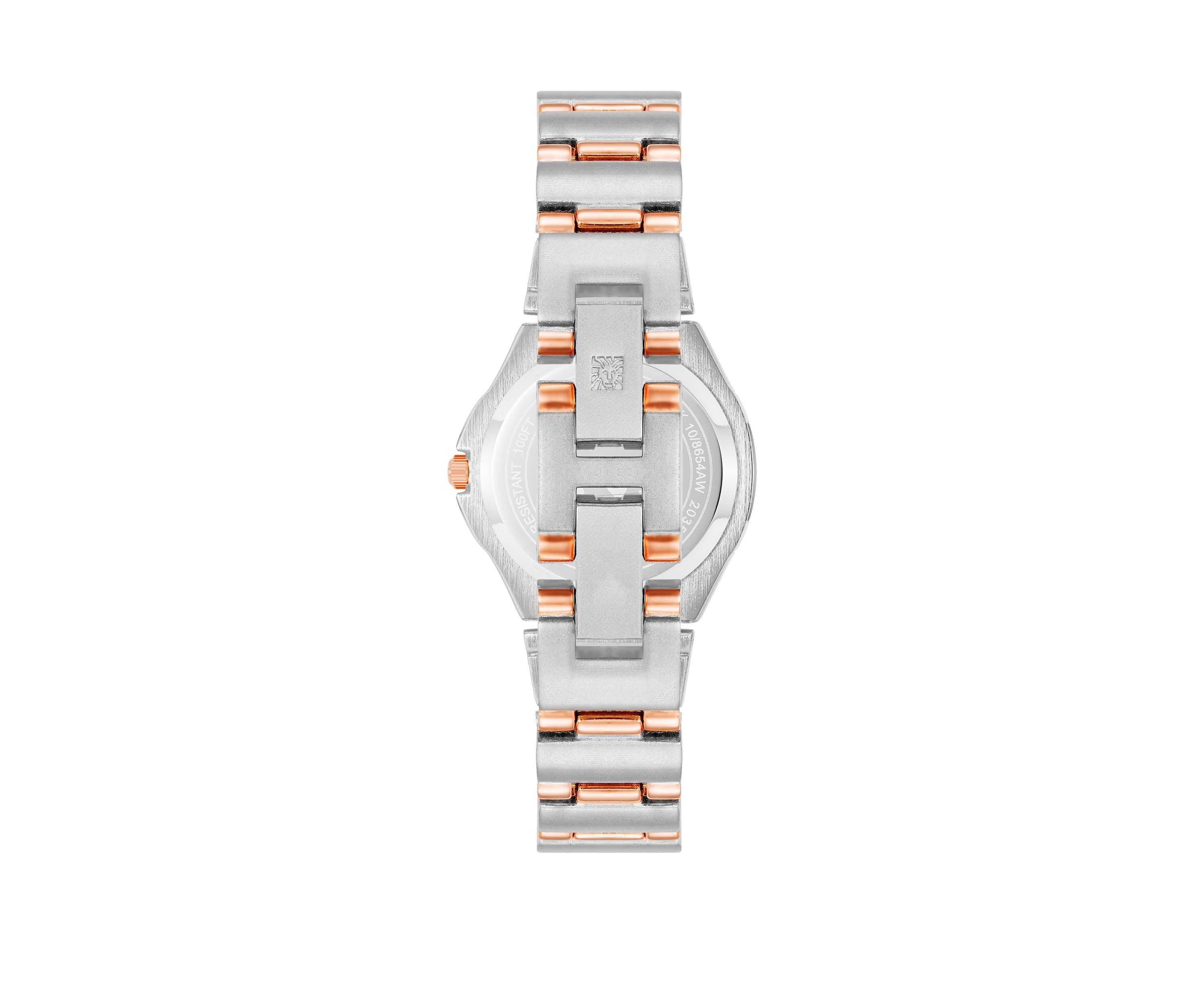 Womens Silver Tone and Rose Gold Tone Metal Link Bracelet Watch - 28 Millimeter