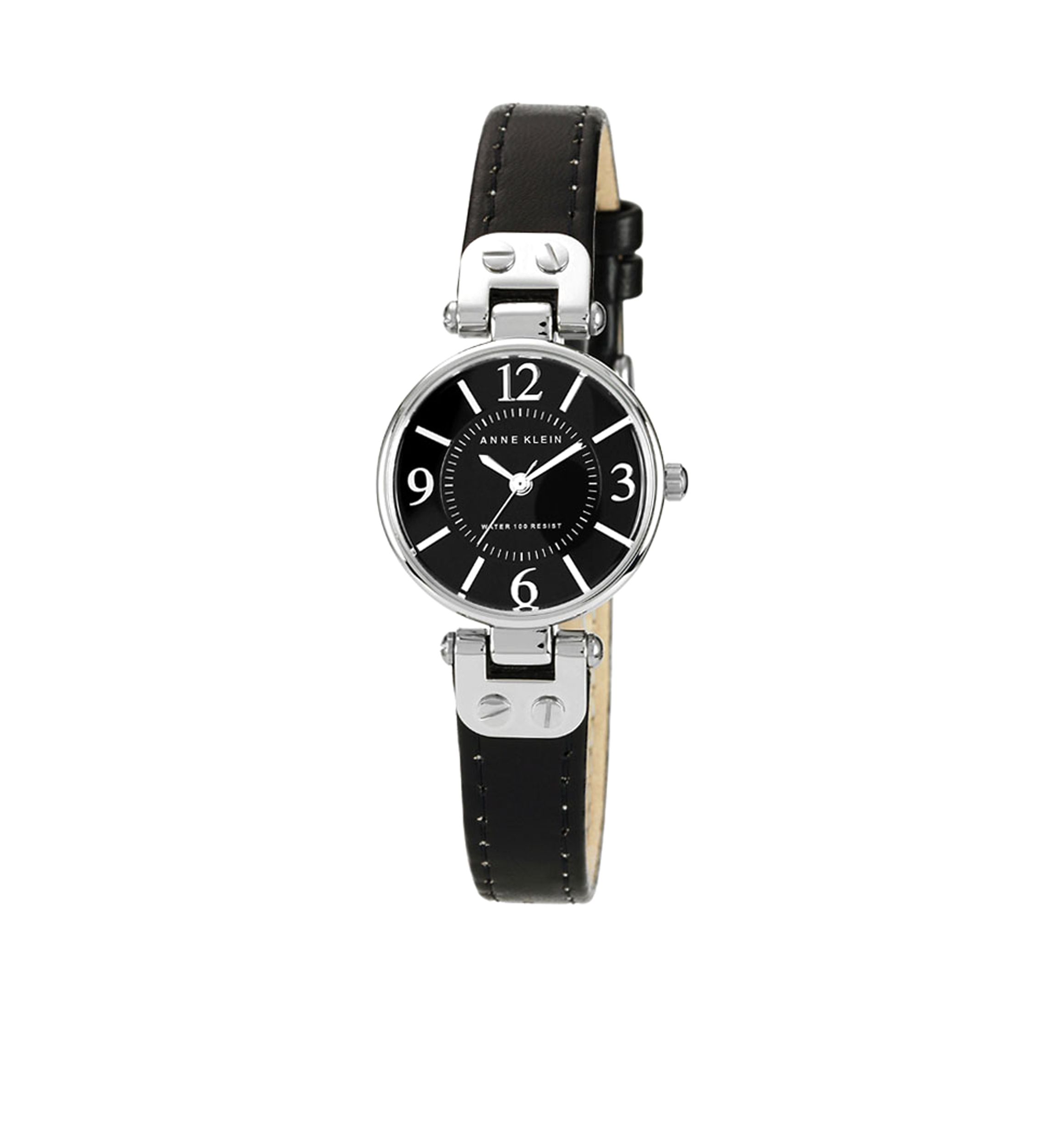 Silver Tone Case with Black Leather Strap