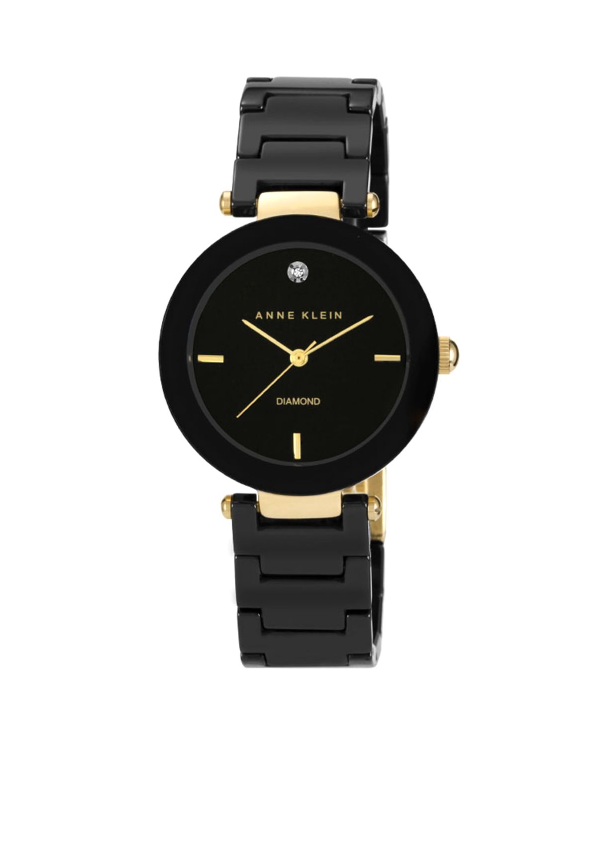 Black Ceramic Round Diamond Bracelet Watch