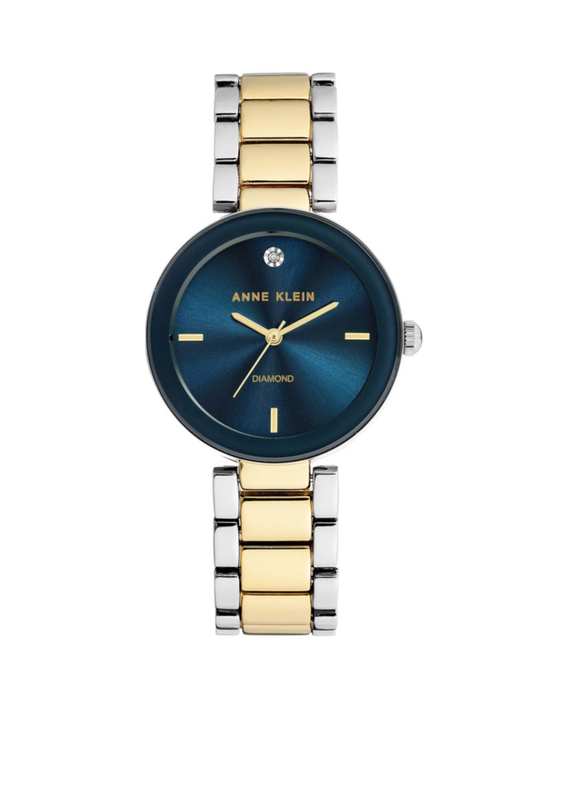 Womens Two-Tone Diamond Dial Bracelet Watch