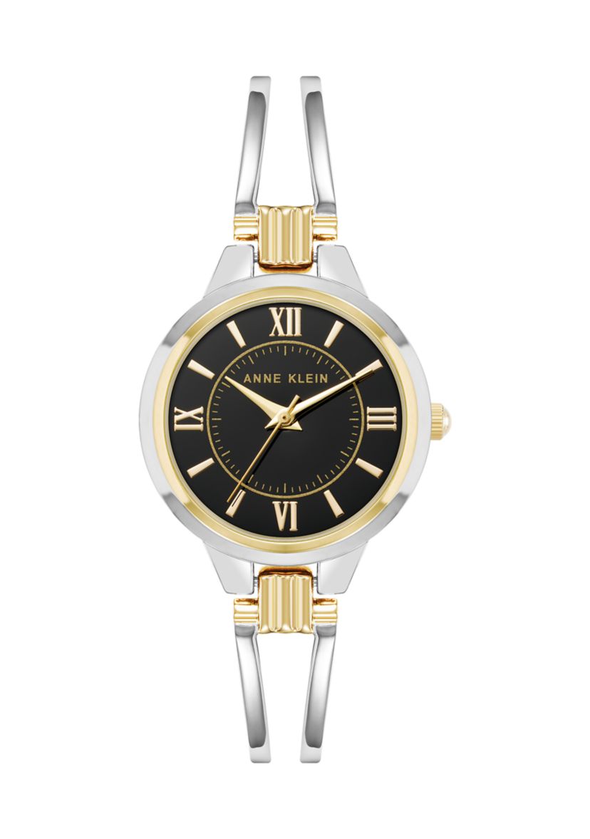 Womens Two-Tone Alloy Open Bangle Watch