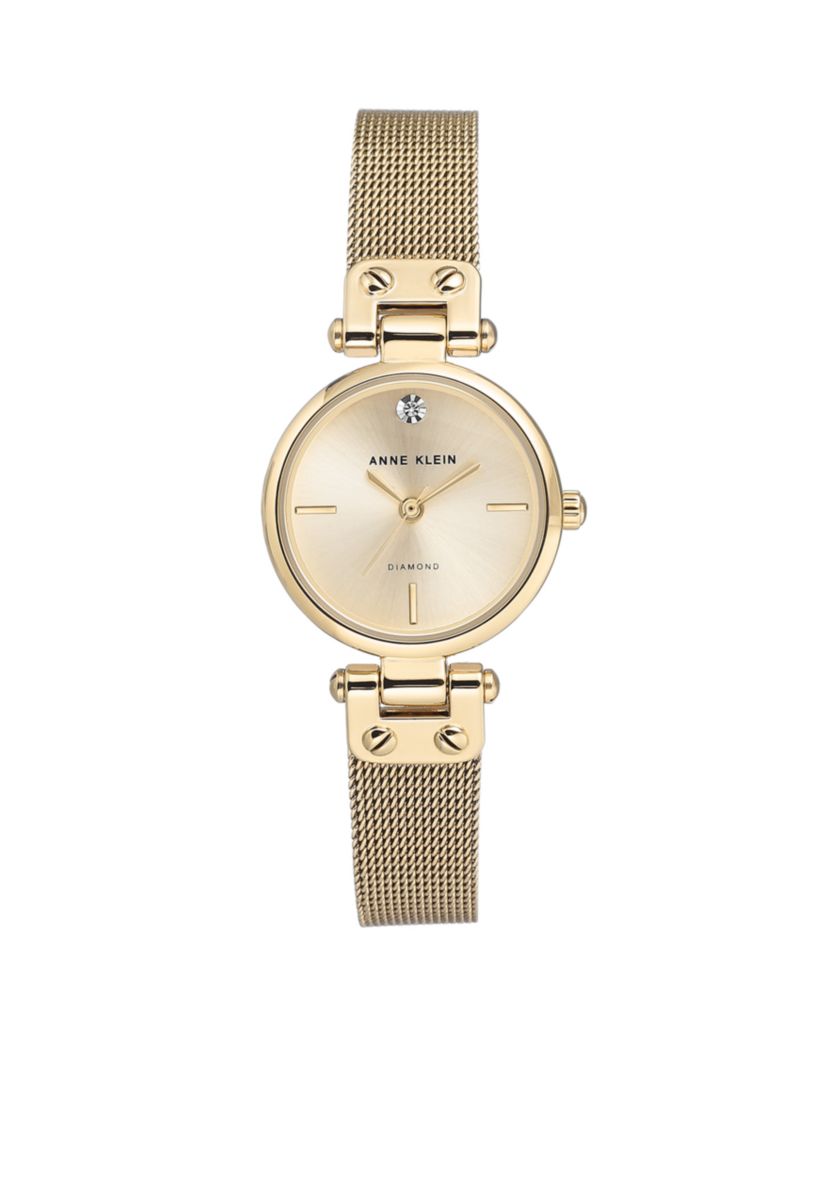 Gold-Tone Diamond Dial Bracelet Watch