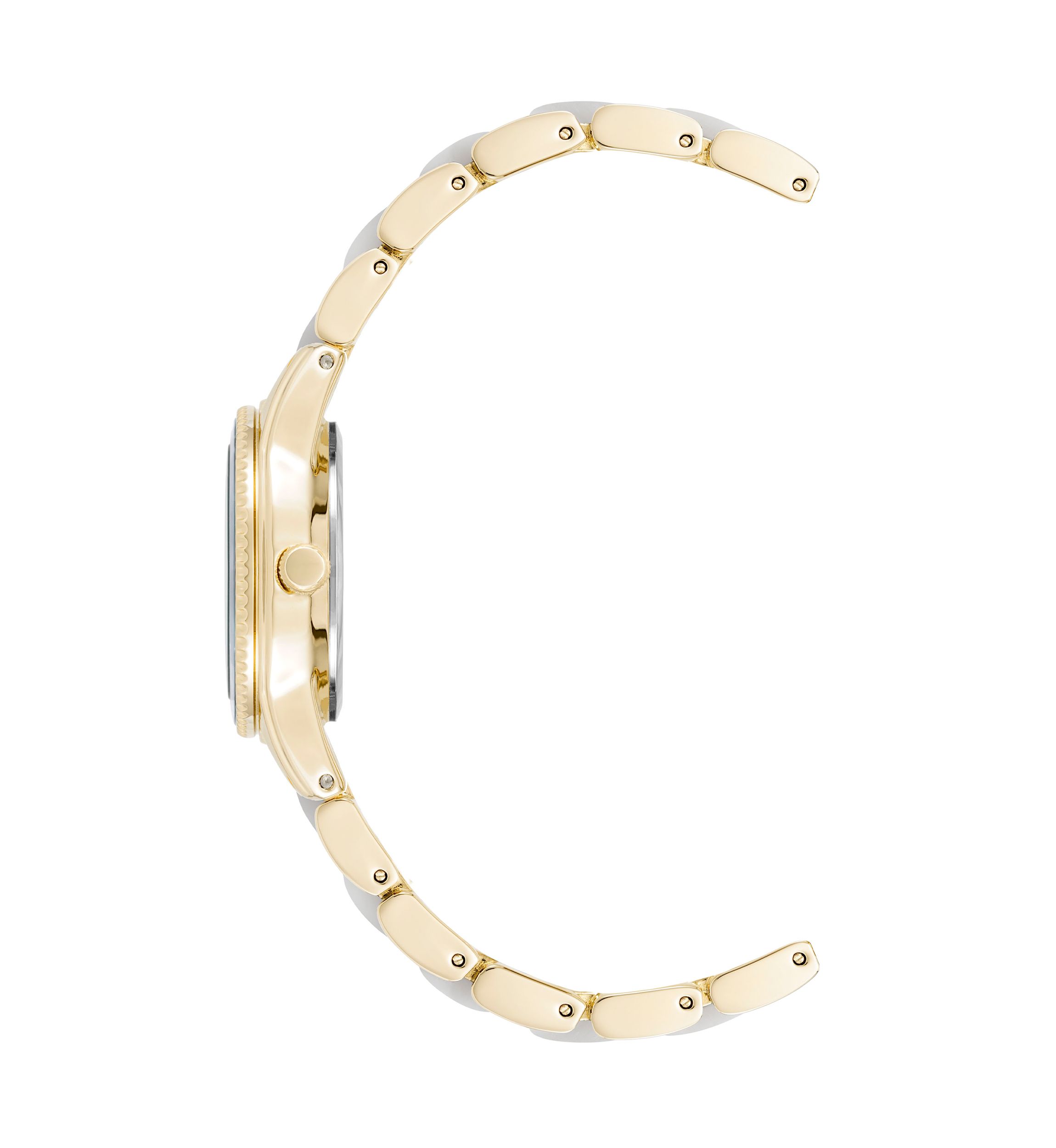 Quartz Ivory Pearlescent Acetate and Gold-Tone Metal Alloy Link Bracelet Watch